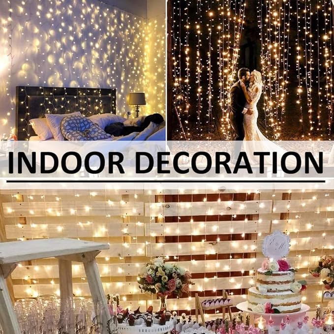 Solhice LED Curtain Lights Outdoor 40ft x10ft, 800 LED Plug in Hanging String Lights Indoor, Christmas Twinkle Lights Backdrop for Outside Backyard Patio Wedding Décor, Warm White (Not Connectable)
