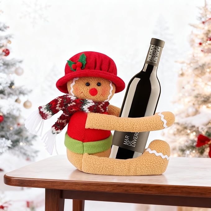 Gingerbread Christmas Tree Topper Decorations, Unique Funny Xmas Gingerbread Ornament Doll Plush Tree Hugger Decor for Wine Bottle Curtain Christmas Tree Ginger Bread Home Decor (Female Gingerbread)