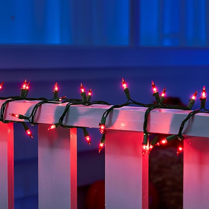 Joiedomi Red Christmas String Lights,100 Count 21.4FT Christmas Fairy Tree Lights Plug in for Indoor Outdoor Valentine's Day Xmas Decorations Patio Holiday Theme Party Yard House,Green Wire