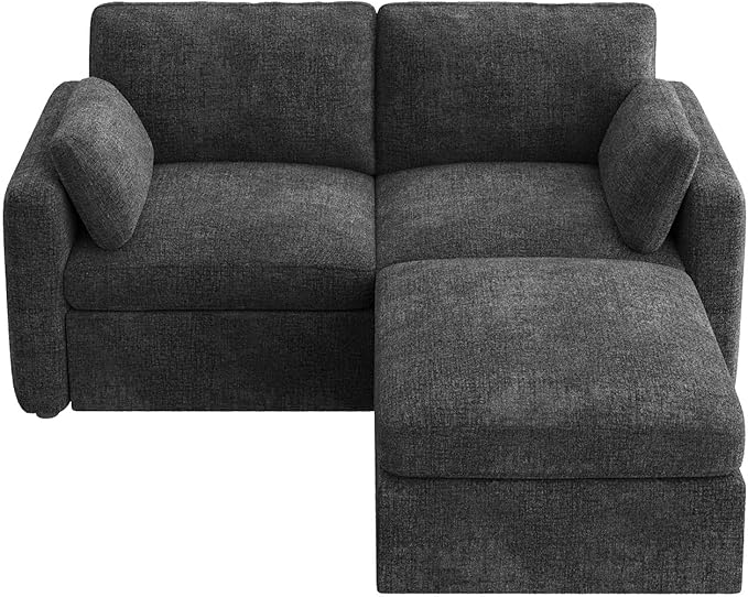 HONBAY Modular Sectional Couch with Storage Ottoman, Sectional Sofa with Storage Seats, L Shaped Sectional Couches for Living Room, Grey