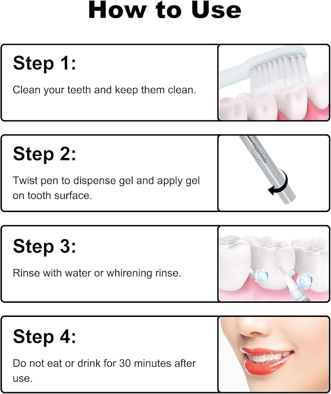 HappySmile Premium Teeth Whitening Pen Set of 3 - Achieve a Brighter Smile, Easier Than Strips or Other Whitening Kits - Professional Results, Gentle on Sensitive Teeth