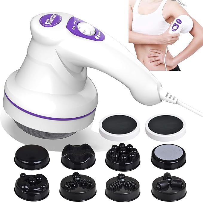 Electric Cellulite Massager – Body Sculpting Machine with 8 Massage Heads, Lymphatic Drainage & Skin Tightening for Belly Stomach Leg, Lipo Roller Massager After Surgery, Adjustable Speed.