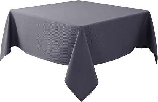 Biscaynebay Textured Fabric Square Tablecloth 54x54 Inch, Dark Grey Water Resistant Spill Proof Table Cloth Small Card Folding Table Covers for Dining, Kitchen, Wedding and Parties, Machine Washable