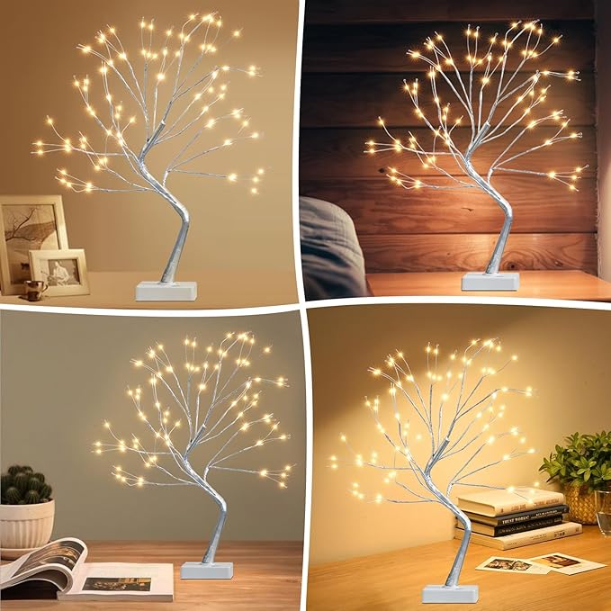EAMBRITE Fairy Light Spirit Tree, 108 Led Lighted Birch Tree, 8 Modes Lighted Trees for Decoration Inside, USB & Battery Christmas Tree for Home Bedroom Desktop Indoor Xmas Decorations (Sliver)