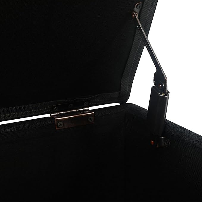 Joveco Storage Ottoman Bench, Rectangle 24″ Linen Foot Rest Stool Square Footstool for Living Room, Bedroom, Black