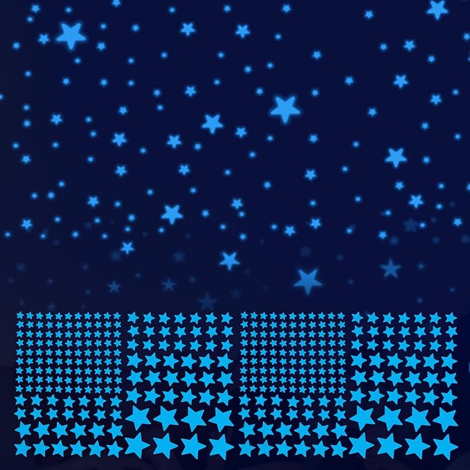 421 Pcs Glow Stars Ceiling Stars, Glow in Dark Space Planet Starry Sky Shining Decoration Perfect Universe Wall Decals for Boys Girls Kid Bedroom Living Room Decor Nursery Christmas Gifts