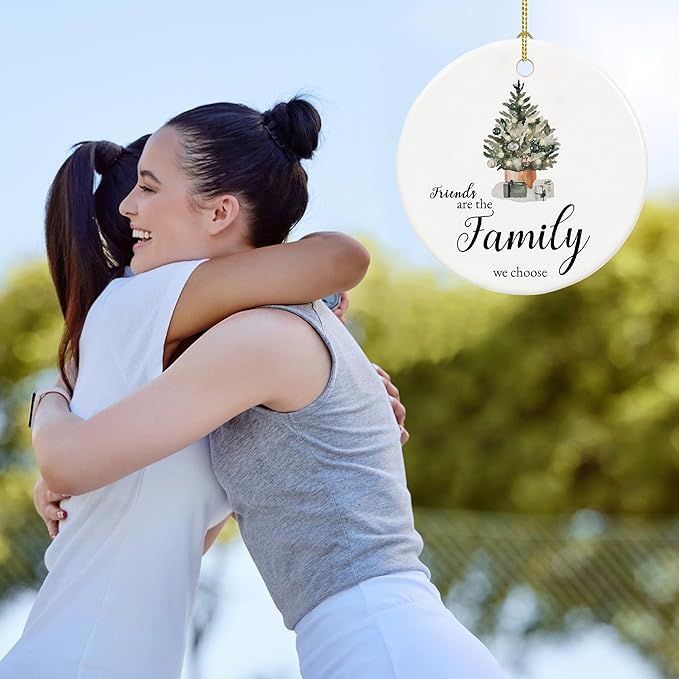 Friend Ornament 2025, Friendship Christmas Ornaments for Friends, Ceramic Keepsake Friends Christmas Ornaments with Ribbon and Box