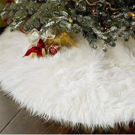 AISENO 36 Inch Christmas Tree Plush Skirt Decoration for Merry Christmas Party Faux Fur Christmas Tree Skirt Decorations