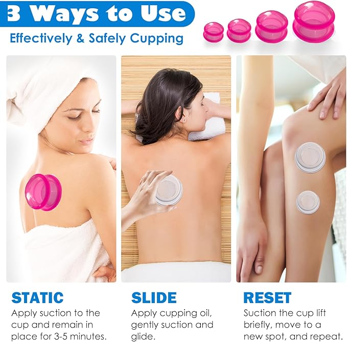 15Pcs Cupping Therapy Set-Professional Silicone Cupping, Suitable for Facial Body Massage/Deep Myofascial Release/Pain Relief/Muscle Relaxation & More (Rose Red,15pcs)
