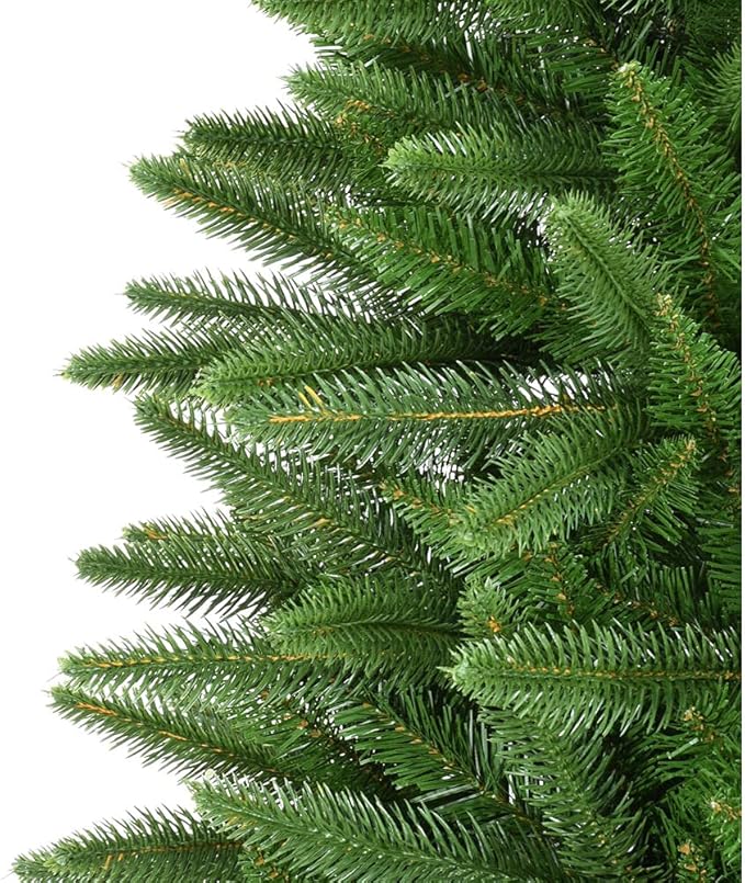 Fraser Hill Farm 9-Ft. Winter Falls Slim Christmas Tree with Metal Base and No Lights Included, Perfect Unlit Christmas Tree for Living Rooms, Dens, and Family Rooms