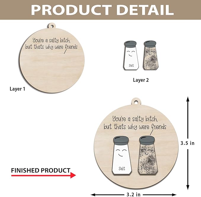 Funny Christmas Ornaments 2024 - Unique Wooden Ornaments for Tree, Gag Gifts for Men, Women, Friends, Adults