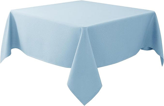 Biscaynebay Fabric Square Tablecloths 70x70 Inches, Light Blue Water Resistant Spill Proof Card Table Cloth Folding Table Cover for Dining, Kitchen, Wedding and Parties, Machine Washable