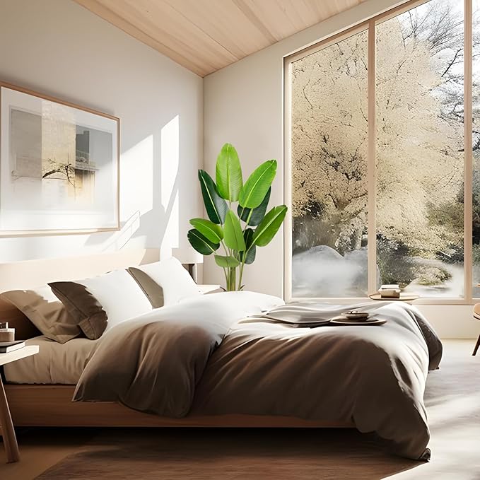 Artificial Bird of Paradise Plant 5.2Ft Fake Tropical Palm Tree with 10Trunks Faux Banana Leaf Trees in Pot for Home Indoor Outdoor Office Modern Decor Housewarming Gift（1Pcs）