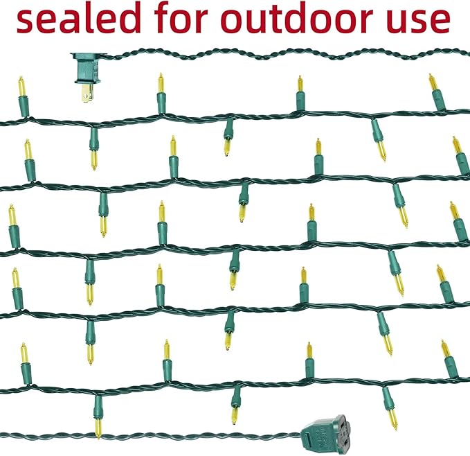 Green Wire,Yellow Incandescent Bulb 300 Mini String Lights for Indoor Christmas Tree Garland Birthday Wedding Party Festival Decoration