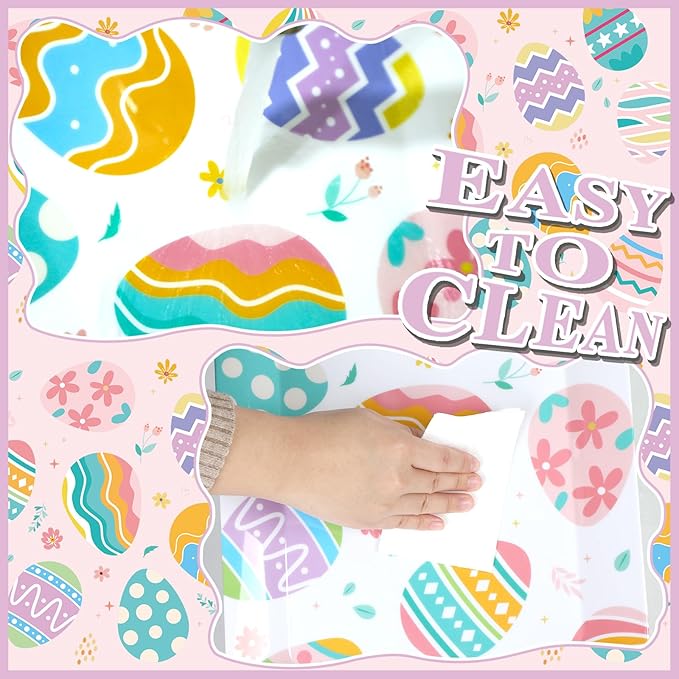 gisgfim 2Pcs Easter Serving Trays 16 X 11 Inch Large Melamine Easter Colorful Egg Trays Platters with Handles Reusable Spring Easter Food Trays for Snacks Birthday Decors Easter Day Party Supplies