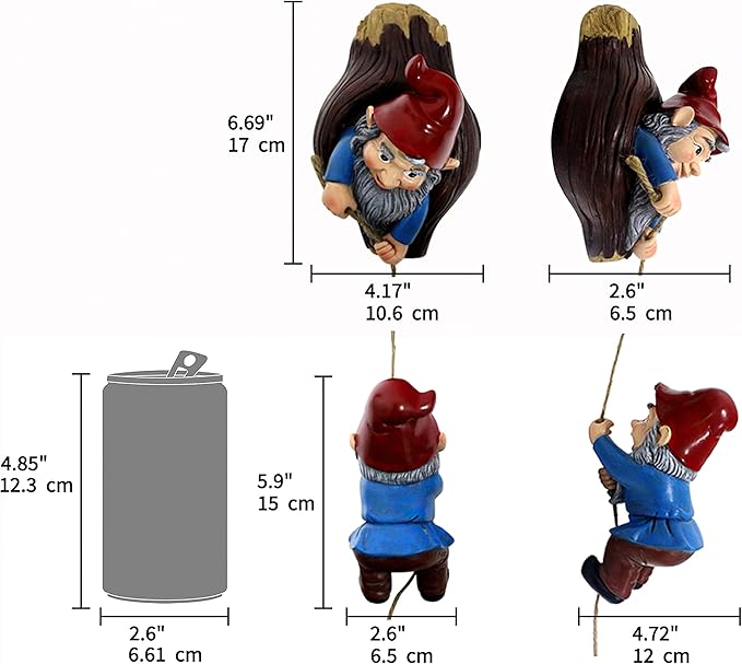 Gnome Tree Hugger Figurines Miniature Fairy Elf Climbing Tree Hanging Statue Garden Sculpture Decorative Outdoor Ornaments