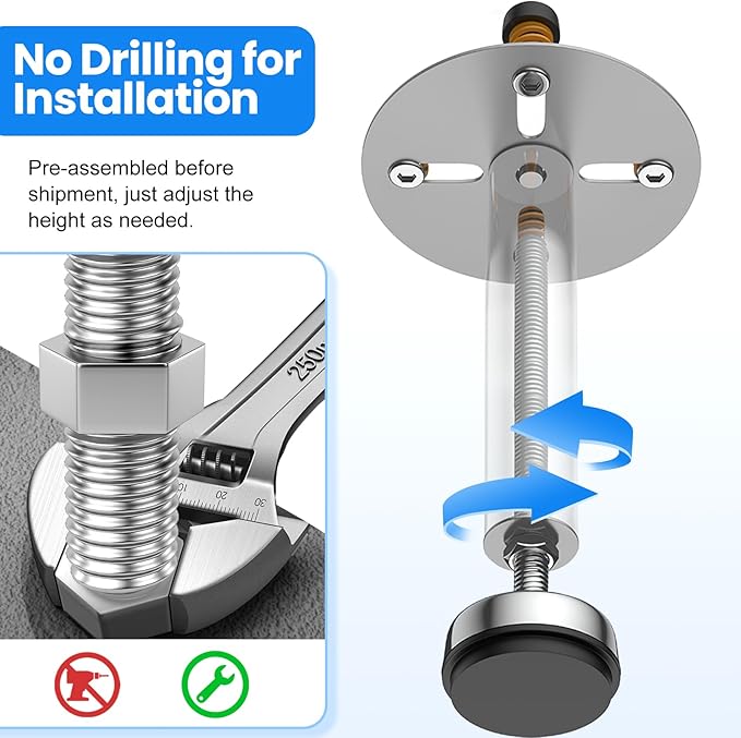 Garbage Disposal Support, Adjustable Spring Shock Absorber Bracket (11.02-14.56inch (28-37cm)), Holds Up tp 440lbs, Stainless Steel Noise Reduction Installation Kit