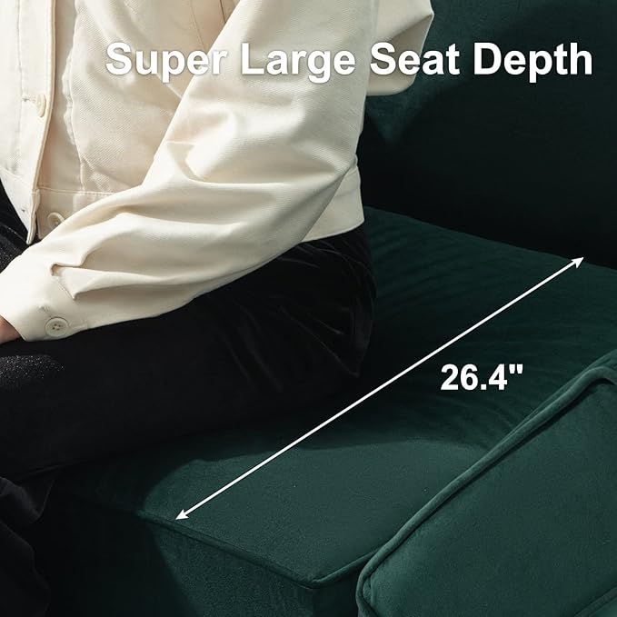 Belffin Modular Loveseat Sofa Couch with Storage Seats Velvet 2 Seater Love Seats for Small Spaces Green