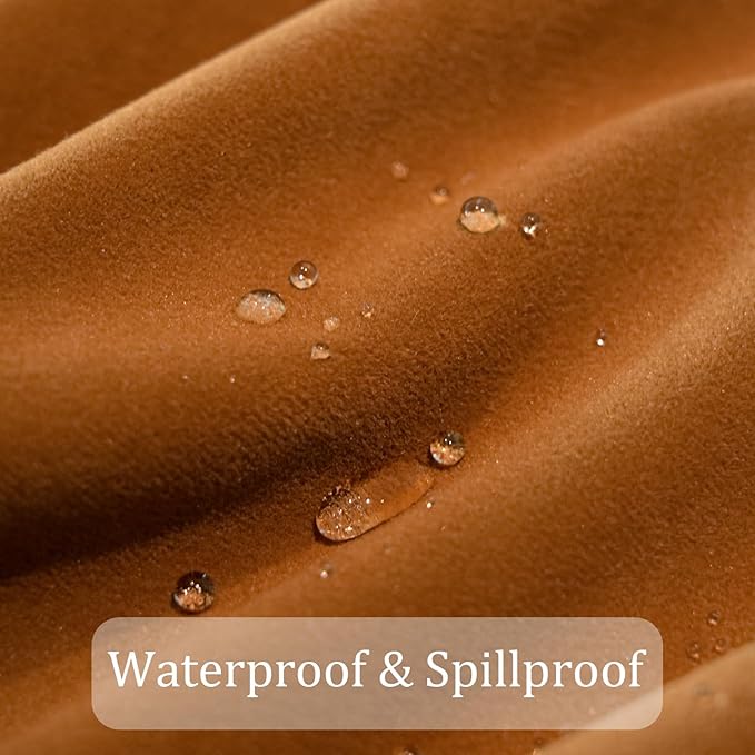 Fall Retro Velvet Tablecloth 60 x 84 Inches, Waterproof Washable Rectangle Table Cloth, Durable Farmhouse Table Cover for Dining Wedding Party Buffet Thanksgiving - Caramel