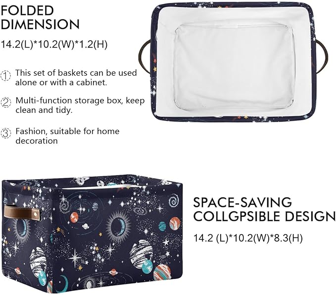 Storage Basket Bin Space Galaxy Constellation Organizer Basket Collapsible Shelf Basket Cube with handle for Nursery Bedroom Bathroom, one sizex1