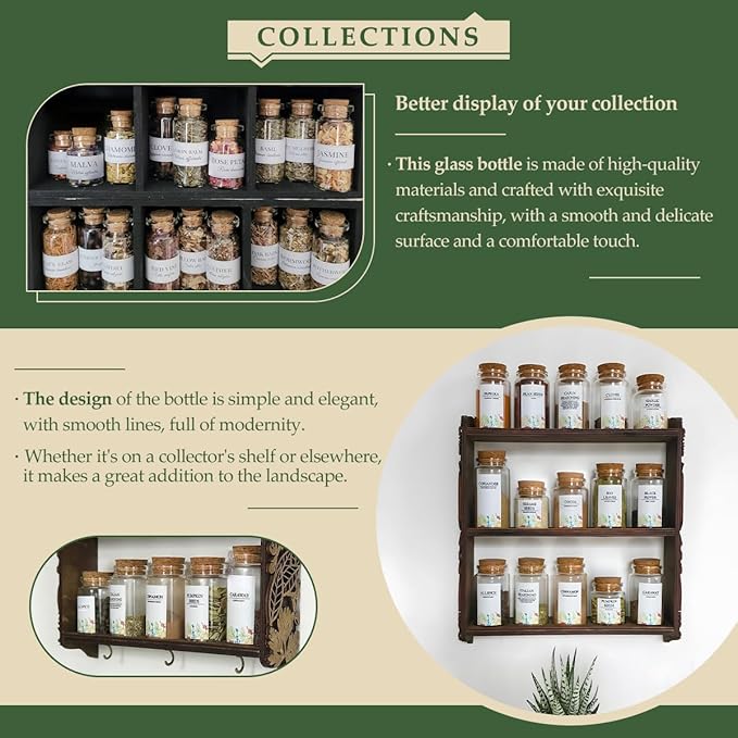 JIUYUE 4 pcs 50 ml Glass Bottles with Cork,Storage Bottles for Liquids(1.7 oz-1.85x1.96 inch)