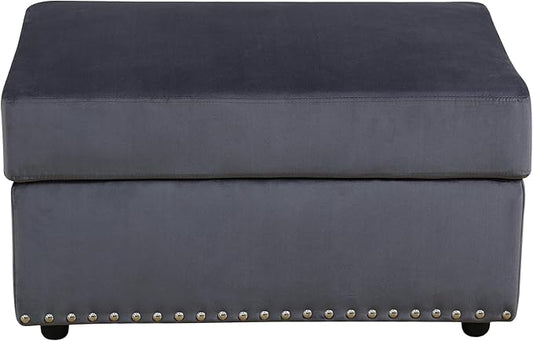 Ottoman Rectangular Storage Ottoman Bench, Flannel Footrest Stool Footstool with Lid for Living Room, Bedroom, Entryway, Brown, 33.5"x25.5"x18"