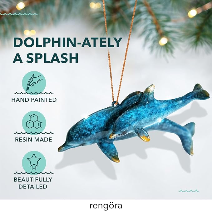 Hand-Painted Beach Christmas Ornament – Coastal Tree Decoration for Ocean Lovers – Unique Nautical Ornament for Christmas Tree or Stocking Stuffer Gift (Mother and Baby)