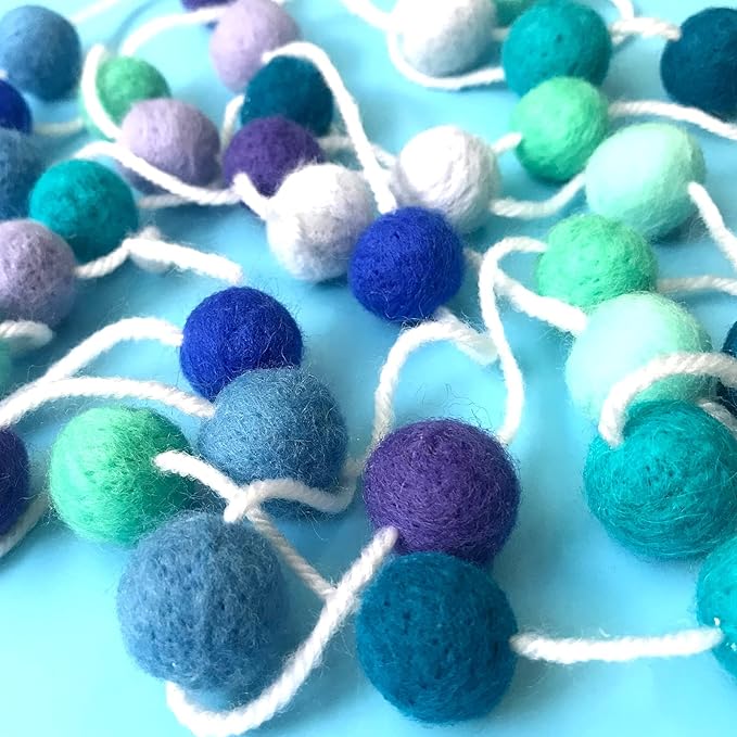 Felt Ball Garland Misscrafts 9.8 Feet 100% Wool Roving Pom Pom Garland 20mm Colorful for Baby Shower Grand Opening Party Festivals Room Decorations