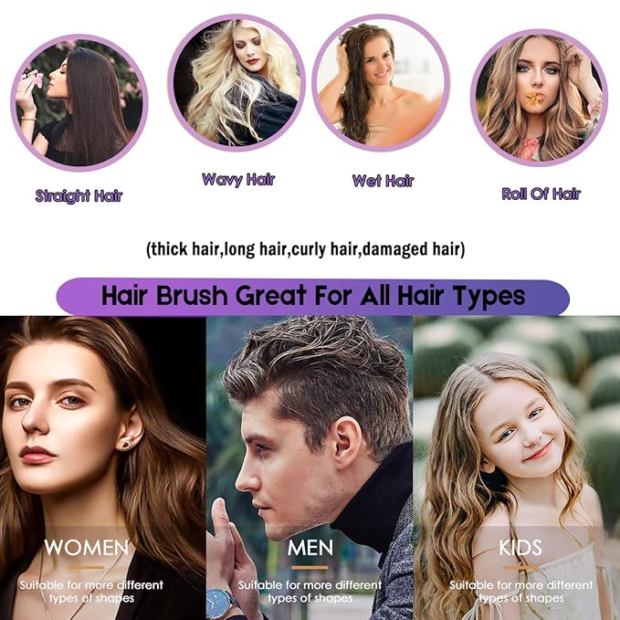 Hair Brush Boar Bristle Hair Brushes for Women Curly Hair, Best Paddle Detangling Brush Detangler for Girls Kids,Smooth Hair Add Shine