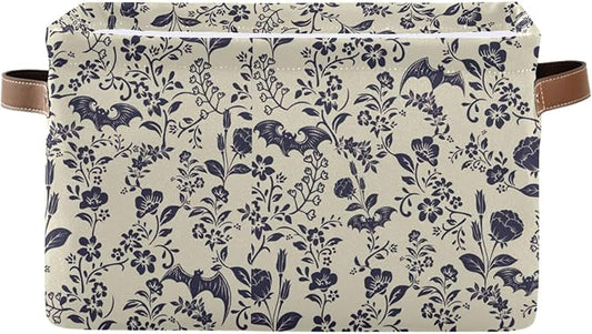 Storage Basket Bin Goth Bats Organizer Collapsible Shelf Basket Cube with Handle for Nursery Bedroom Bathroom