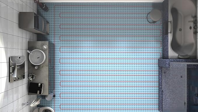 All-in-one Electric Radiant Floor Heating Kit 12 Sq Ft 120V with 2855201 Thermo Touch Touchscreen Programmable Thermostat, Heat Uncoupling Membrane, Underfloor Heat Cable, Safe Installation Tools