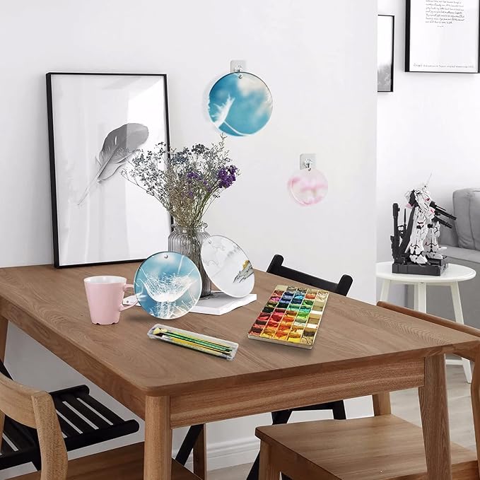 4 Inch Round Acrylic Blanks Ornament 20 Pcs Clear Acrylic Disc Circle with Holes Clear Christmas Ornaments Blanks for DIY Decor Crafting Making and Painting