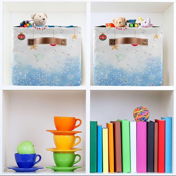 Storage Basket Gnomes Christmas Cube Storage Bins Organizer Bag Collapsible Closet Shelf Baskets with handle for Baby Cloth Pet Toy Book 14.2×10.2×8.3 IN
