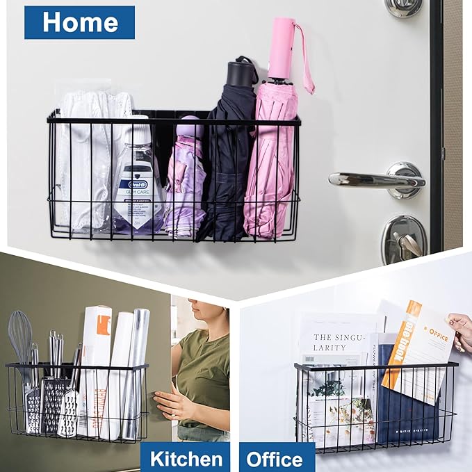 dedoot Magnetic Holder Locker 14.1"x 3.9"x 7" Strong Magnetic Black Mesh Holder Magnetic Basket Organizer Shelf Rack for Whiteboard,Fridge, Sponge, Recipe, Beverage,Refrigerator,Office File Foil