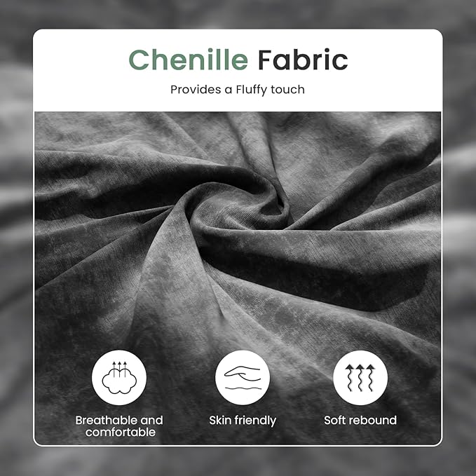 2 Piece Set Comfy Sofa Couch, 3 Seater & Loveseat Sofa with Deep Seats, Modern Sleeper Couch for Living Room, Dark Grey Chenille