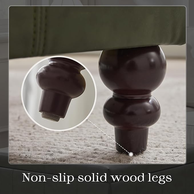 HUIMO Square Leather Storage Ottoman,Ottoman Coffee Table with Storage for Living Room (Vintagegreen)