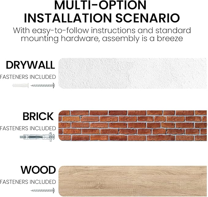 Floating Shelves for Wall, 48"x9.3" Rustic Solid Live-Edge Elm Wood Wall Shelves, Heavy-Duty Floating Shelves with Invisible Brackets, Set of 2 for Living Room, Bedroom, and Kitchen, Walnut Finish