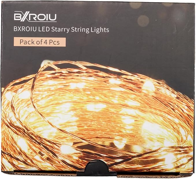 4 Pack Battery Operated Fairy String Lights, 8 Modes 5M Silver Wire with Remote & Timer - 50 LEDs Waterproof for Bedroom, Wedding, Christmas, Party Decorations