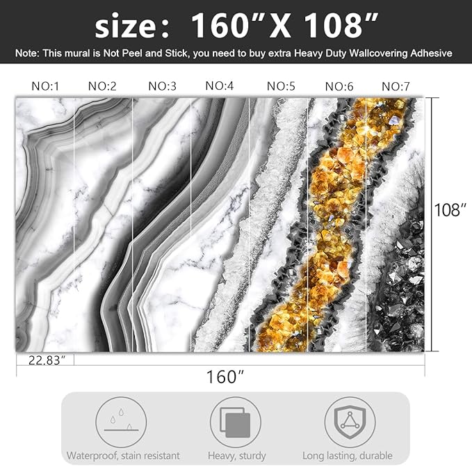 '-Black and Gold Marbled Fabric Wallpaper Living Room Abstract Art Bedroom Bathroom Large Wall Mural- 160"x108"（ not Peel and Stick）