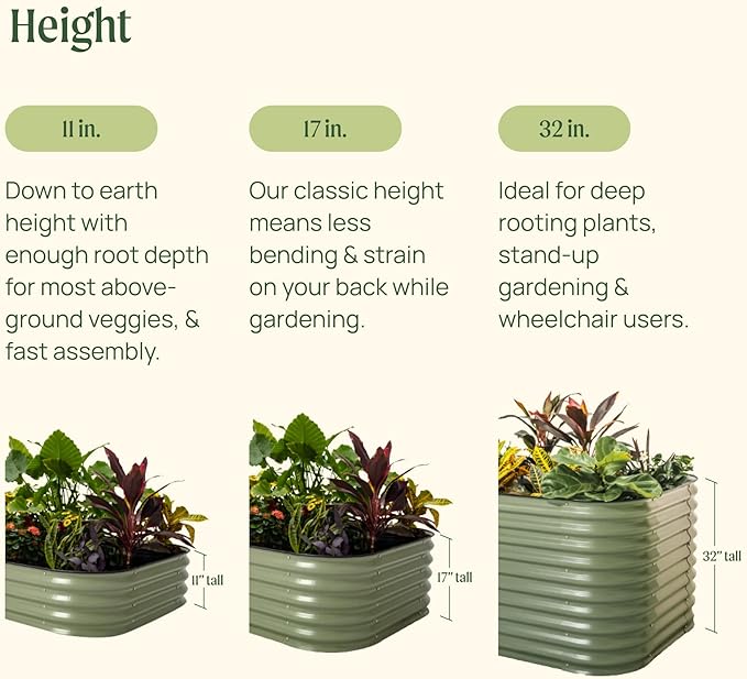 Vego garden 32" Tall 42" Round Raised Garden Bed Raised Bed Planter Box for Vegetables Flowers Patio-Modern Gray