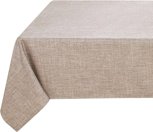 Fitable Faux Linen Tablecloth Square Wrinkle Resistant Fabric Neutral Table Cloth, Indoor Outdoor Table Cover for Kitchen Dining, Birthday Party, Farmhouse (Nature, 54 x 54 Inch)