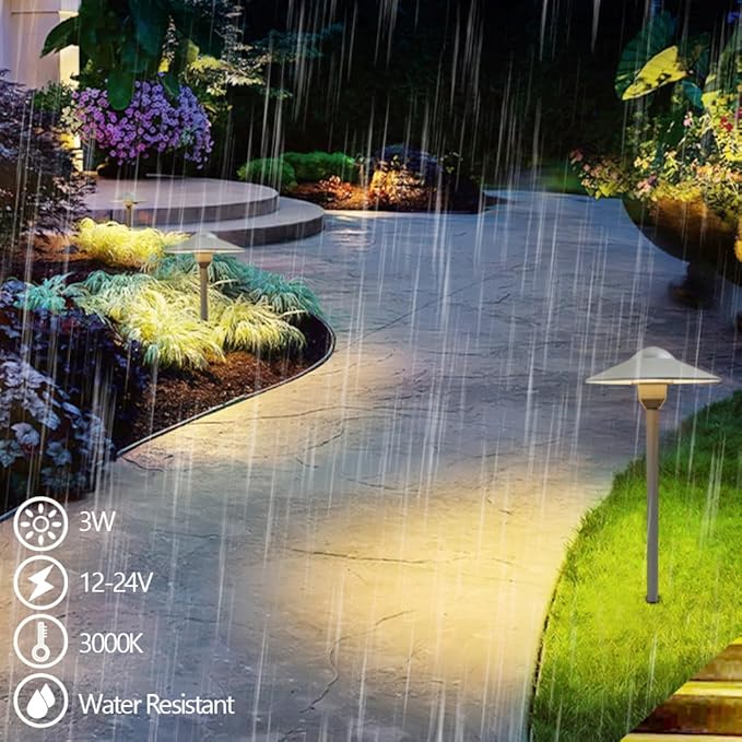 Arrownine Cast Aluminum Low Voltage Outdoor Pathway Light Walkway Landscape Path Lights Included Ground Spike,Wire Connectors Free Replaceable 3 Watts G4 LED Bulb Warm White 2-Pack Bronze Finish