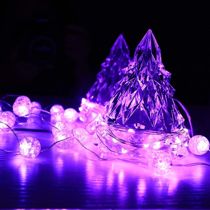 6 Pack 7Feet Starry String Lights,Fairy String Lights 20 Micro Starry Leds On Silvery Copper Wire 2pcs CR2032 Batteries Included,Works for Wedding Centerpiece,Party,Christmas Table Decor (Purple)