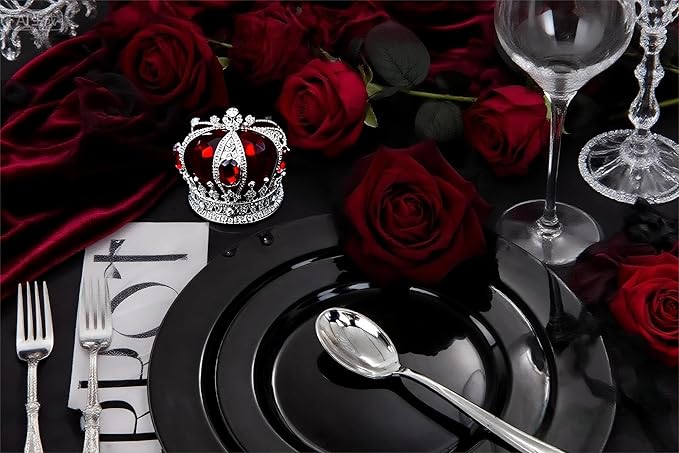 FLOWERCAT 60PCS Black Plastic Plates - Heavy Duty Black Disposable Plates for 30 guests Halloween Party/Wedding/New Year - Include 30PCS 10.25inch Dinner Plates and 30PCS 7.5inch Dessert Plates