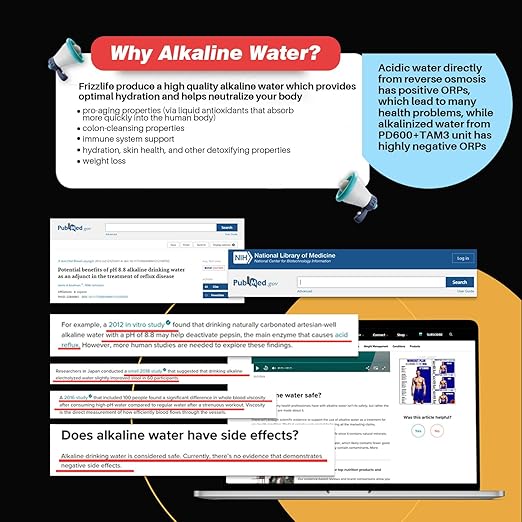 Frizzlife Reverse Osmosis Water Filter - Alkaline Mineral pH+, 600 GPD High Flow, Tankless RO Reverse Osmosis System, Under Sink, Reduce TDS, Compact, 2:1 Drain Ratio, PD600-TAM3