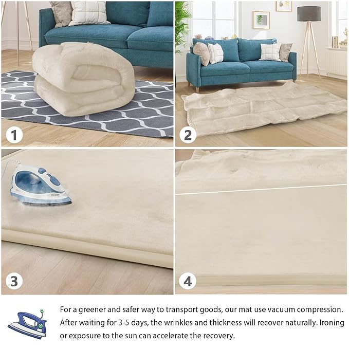 Baby Play Mat for Floor Tummy Time Mat Nursery Rug Muscle Mat Area Rug Playroom Rug Tatami Mat 6'7"x6'7" Memory Foam 1.3" Thick Crawling Mat for Babies,Toddlers, Infants, Kids,Floor Mat(Beige)