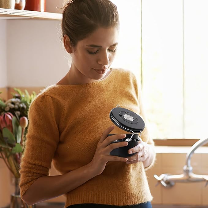 malmo Coffee Canister, Airtight Coffee Container with Date Tracker Lid, Stainless Steel Canister for Kitchen Food Storage (Gary, 9oz)