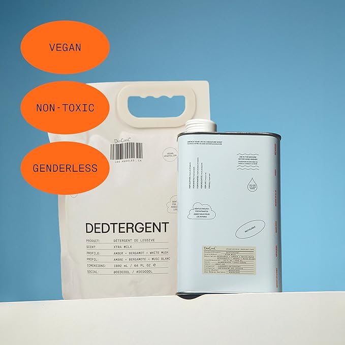 DedCool Liquid Laundry Dedtergent (Xtra Milk Refill 64 oz) Luxurious Fragrance, Scented, Removes Stains, Ideal for 60 Washes, Infused with Essential Oils, Vegan, Non-Toxic, Cruelty & Dye Free