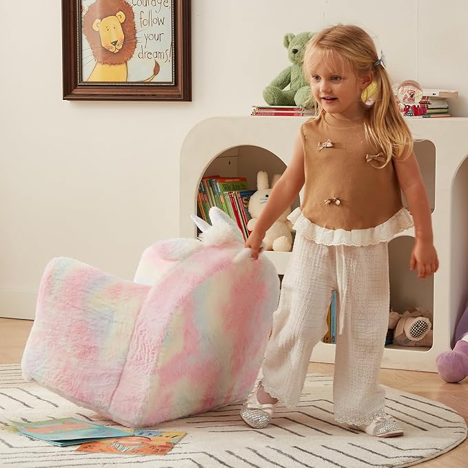 ALIMORDEN Animal Series Kid's Chair, Ultra-Soft Comfy Foam Filled Toddler Sofa Chair, Cute Animal-Shaped Design Toddler Couch, Lightweight Birthday for Baby Boys & Girls (Unicorn)