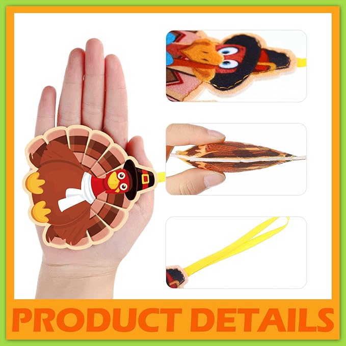 8 Pcs Thanksgiving Tree Ornaments Turkey Felt Thanksgiving Tree Decoration Give Thanks Gobble Hanging Ornaments with Rope for Harvest Theme Party Supplies Fall Door Decor